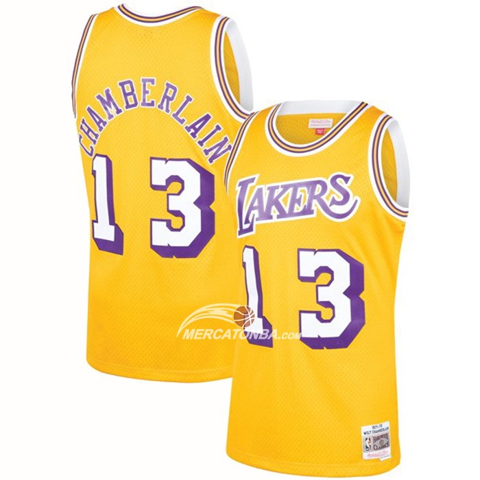 Maglia Los Angeles Lakers Wilt Chamberlain NO 13 Mitchell & Ness 1971-72 Giallo